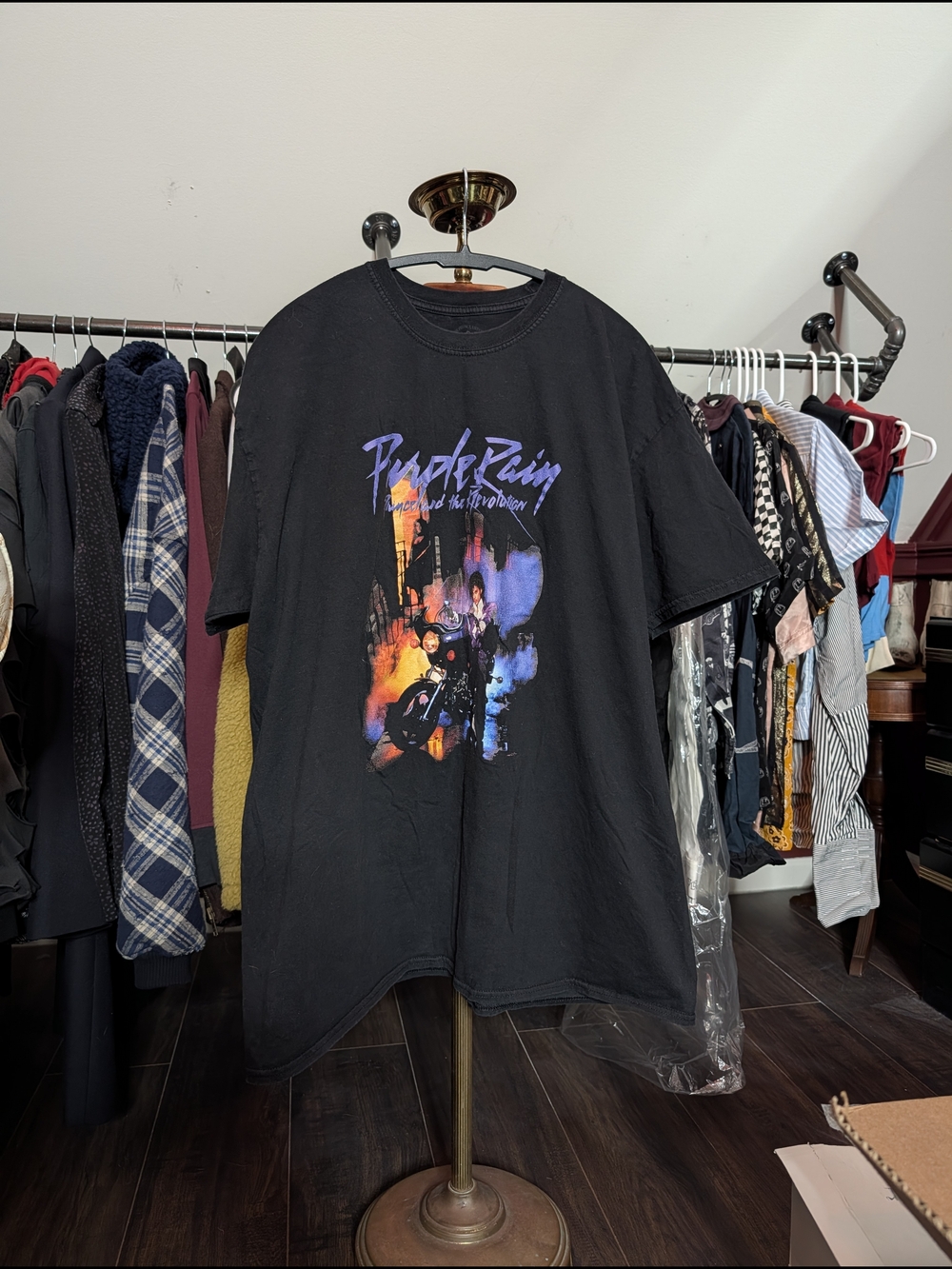 THE PRINCE ESTATE Official & Approved Purple Rain Black Graphic T-shirt